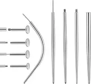[Yolev] 9Pcs Piercing Taper Tool Set Stainless Steel Flat Back Earring Insertion Tool Titanium Threadless Piercing Insertion Tools for Tragus Ear Nose Helix Body Lip Eyebrow Straight, Curved Needles
