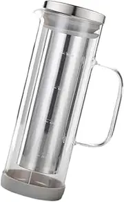[Folpus] Cold Brew Coffee Maker Iced Tea Pitcher, Stainless Steel Infuser 800ml Coffee Accessory, Iced Coffee Maker for Fruit Tea, Glass Handle