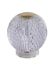 Callea LED Portable Rechargable Table Lamp in Brushed Brass with Clear Crystal-Look Acrylic