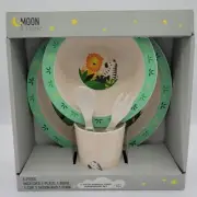 Moon & Stars 5pc Bamboo Fiber Dinnerware Set Jungle Animal Baby Food Plate Sets