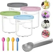 DULCE DOM 4-Pack Ninja Creami Containers 24oz BPA-Free Deluxe Ice Cream Tubs with Leakproof Lids - Compatible with NC300/NC299 Series, Reusable Freezer-Safe Jars