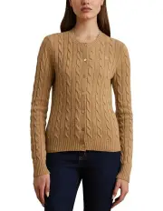 [Lauren Ralph Lauren] Cable Knit Wool Cashmere Cardigan in Beige