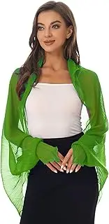 [Sywiyi] Women Long Sleeve Sheer Cover Ups Bolero Wrapped Shrug Sweater Shawl Scarf