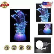 Elegant Acrylic Dolphin Statues with Multicolor Lights - Gift for All Occasions