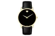 Movado Black Leather Men's Swiss Made Watch - 607271