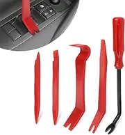 wuyaoyao 5PCS Auto Trim Removal Tool kit, No Scratch Plastic Pry Tool Set, Auto Clip Fastener Remover Pry Tool Set, Fastener Removal Interior Trim Tools for Door Dash Dashboard Panel (Red)