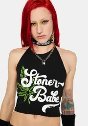 [Too Fast] Stoner Babe Crop Halter Top