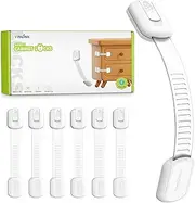 6 Pack Adjustable Child Safety Strap Locks, Baby Proof Cabinet Drawer Door Latches, Baby Kids Child Safety Locks for Furniture Kitchen Fridge Drawer Oven Toilet, Easy Installation, Strong & Durable