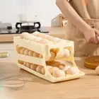 Two Tier Egg Roller Rack Large Capacity Refrigerator Egg Storage Box