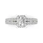 2.7 ct Emerald split shank Lab created Sapphire Wedding Ring 14k White Gold