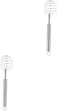 SOLUSTRE 2 Pcs Manual Egg Beater Whisk Mini Handheld Mixer for Cooking Blending Egg Milk Tea Portable Stainless Steel Mixer