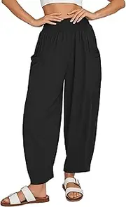[Generic] Dress Pants for Women with Elastic Waist High Waist Cargo Harem Pants 2025 Beach Travel Vacation Business Casual for Women Plaid Leggings Yoga