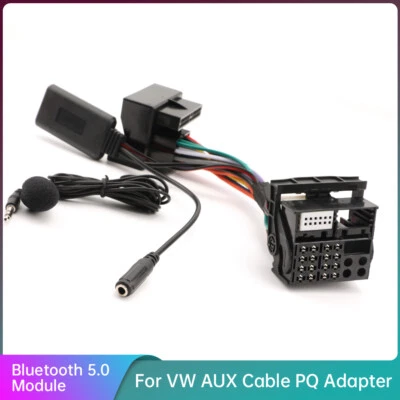 Car AUX Bluetooth 5.0 Module Receiver Cable+MIC Set For VW AUX Cable PQ Adapter