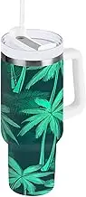 RPLIFE Green Tropical Palm Trees 40oz Tumbler with Handle, 30oz Tumbler, Tea Tumbler