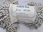 NEW VNTG SLATE/WHITE/WINE BROWN BRAIDED ELEGANCE CORD 6mm 100yds - CRAFT MACRAME