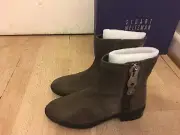 NEW Stuart Weitzman Winzipper Suede Ankle Boots- Brown-US Sz 7.5 EUR38 -RRP $845