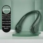 NNEDSZ 2PCS Green Leafless Hanging Neck Fan - Rechargeable Portable Hands-Free C
