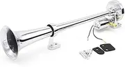 Daseeme Single-Tube Trumpet Electric Horn Chrome A Horn Loudspeaker Kit 150dB 12V/24V Universal for Train Truck Lorry