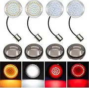 Vuzmode 1157 Turn Signal Lights, 2Bullet Front Rear Turn Signal LED Bulbs Smoke Lens Covers Kit, for Harley, for Davidson, Dyna Softail Sportster Touring Street Glide Road Glide.… Motorbike Sign