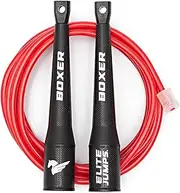 EliteSRS Boxer Jump Rope 3.0 - Fitness Training Rope - 10 Foot Outdoor Rated 5mm PVC Cord - Smooth Action Polymer Handles with Ergonomic Slip-Resistant Dimpled Grips - Snap-Locks for Quick Sizing
