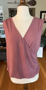 Athleta Mauve Rose Pink Breezy Wrap Tank Top size Small-NWT!