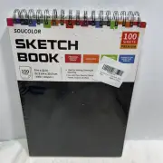 Soucolor 9" X 12" Sketch Book, 1-Pack 100 Sheets Spiral Bound Art Sketchbook NEW
