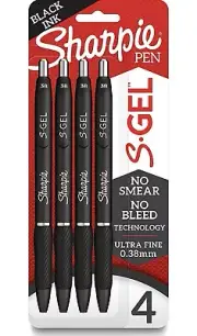 Sharpie gel (0.38mm) black 4 count
