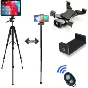 68” Convertible Tripod AND Monopod With Tablet + Phone Holder + Bluetooth Remote