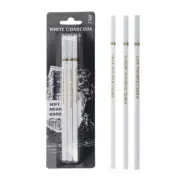 Professional White Charcoal Pencils 3 Pcs Sketch Pencils Soft Hard