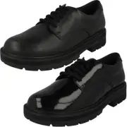Clarks 'Prague Lace' Patent Leather lace Up School Shoes