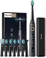 Sonic Electric Toothbrush, 5 Modes, 2 Minute Timer, 30 Day Life, 8 Replaceable Brush Heads, Black/Pink (Black,B)