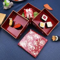 在飛比找ETMall東森購物網優惠-日式三層櫻花燙金鰻魚飯盒壽司禮盒子糧果喜慶料理店盛器點心食器