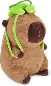13 Inch Cute Capybara Plush with Turtle Backpack Soft Capibara Stuffed Animals Plushies Toys Hugging Gifts for Kids, Brown