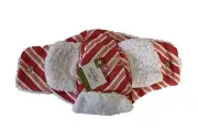 Target Dog Pet Sherpa Lined Red & White Striped Trapper Hat W/ Ear Flaps M/L
