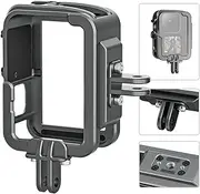 TELESIN Vertical Aluminum Cage Protective Case Frame Housing for Go Pro Hero 12 11 10 9 Black, Fits Go Pro with ND CPL Lens Filter Max Lens on Camera, with Cold Shoe Connect to Video Light Microphone