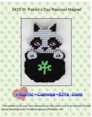 St. Patrick's Day Raccoon Magnet-Plastic Canvas Pattern/Kit