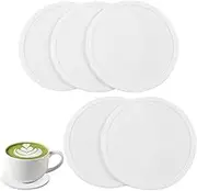 GAQWOK 5-Pack White Silicone Round Coasters - Non-Slip Drink Coasters for Dining Table & Desk