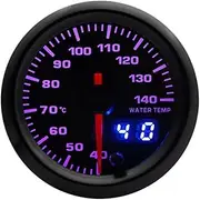 2" 52mm 7 Colors LED Dual Display Boost/Water/Oil Temp/Oil Pressure/Volt/Air Fuel Ratio/EGT/Tachometer Car Gauge +Gauge Pods Automotive Voltmeter(Water Temperature)