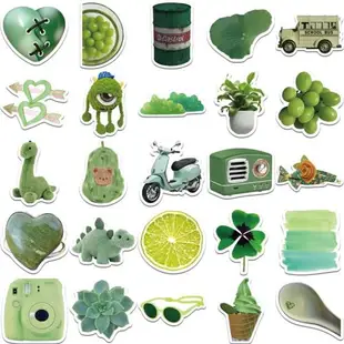 60張綠色物品貼紙簡約手機殼電腦ipad手賬貼畫行李箱筆記本防水