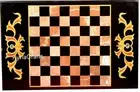 Dining Table Top Inlaid with Geometric Design Rectangle Marble Restaurant Table
