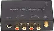 Phono Turntable Preamplifier, PP400 Stereo Input Output Record Player Amplifier with Independent Button Control Mini Electronic Phonograph Preamplifier(EU)