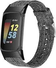 Abanen Women and Men Band for Fitbit Charge 6 / Charge 5, Soft Woven Canvas Nylon Quick Dry Wrist Strap for Fitbit Charge 5