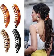 4Pcs Banana Hair Clips for Thick Hair Women & Girls – Large 13×3 cm Non‑Slip Strong‑Hold Fishtail Hair Claw Clips, Double‑Comb Ponytail Holder Hair Accessories