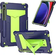 JOJOBE Galaxy Tab S9 11 inch 2023 / S9 FE 2023 Protective Case with Pen Holder, Hard Durable Rugged Shockproof Cover Case with Kickstand for 2023 Release Samsung Tab S9 FE-Blue Olivine