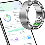 Smart Ring for Man Woman - Health & Fitness Tracker with IP68 Waterproof Bluetooth Sleep Monitor for Party, Work, Travel