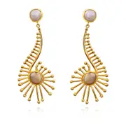 Culturesse Beretta Natural Pearls 24K Pure Gold Plating Earring For Pierced Ears