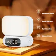 LED Digital Alarm Clock FM Radio Bedside Night Lamp with HiFi Bluetooth Speaker