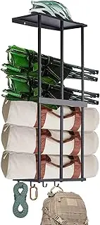 Gavinjitao Camping Chair Rack for Garage Storage, Metal Camping Chair Storage Wall Mount Beach Chair Umbrella Storage Holder with 4 Hooks for Garage Organizer