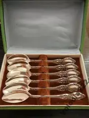 Set 6 TEA SPOONS Silver plated melchior ussr soviet last century Antique Vintage