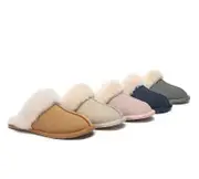 EVERAU® UGG Slippers Sheepskin Wool Suede Scuff Rosa - Sand / AU Ladies 4 / AU Men 2 / EU 35